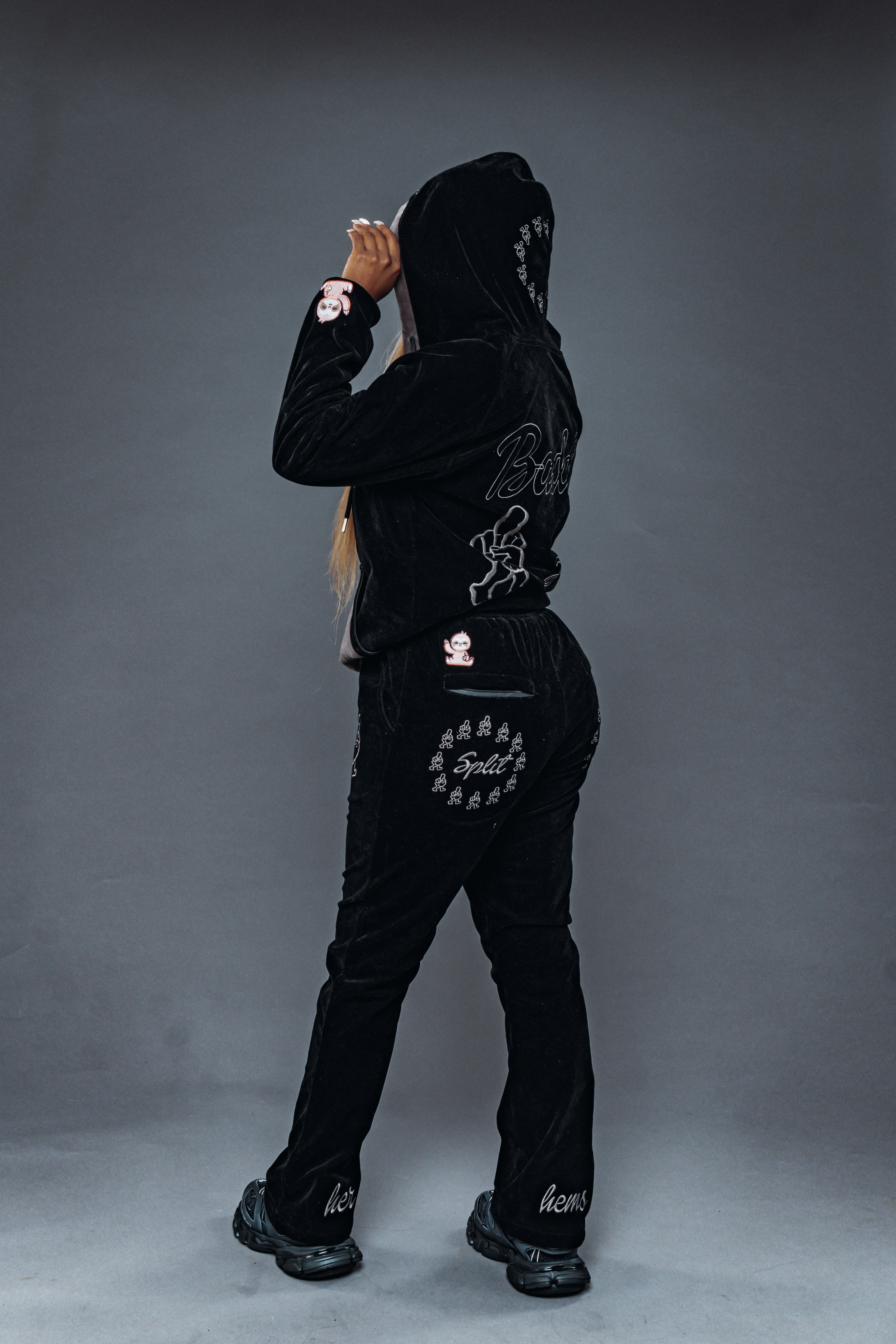 'Baddie In Her Hems' Velour Tracksuit
