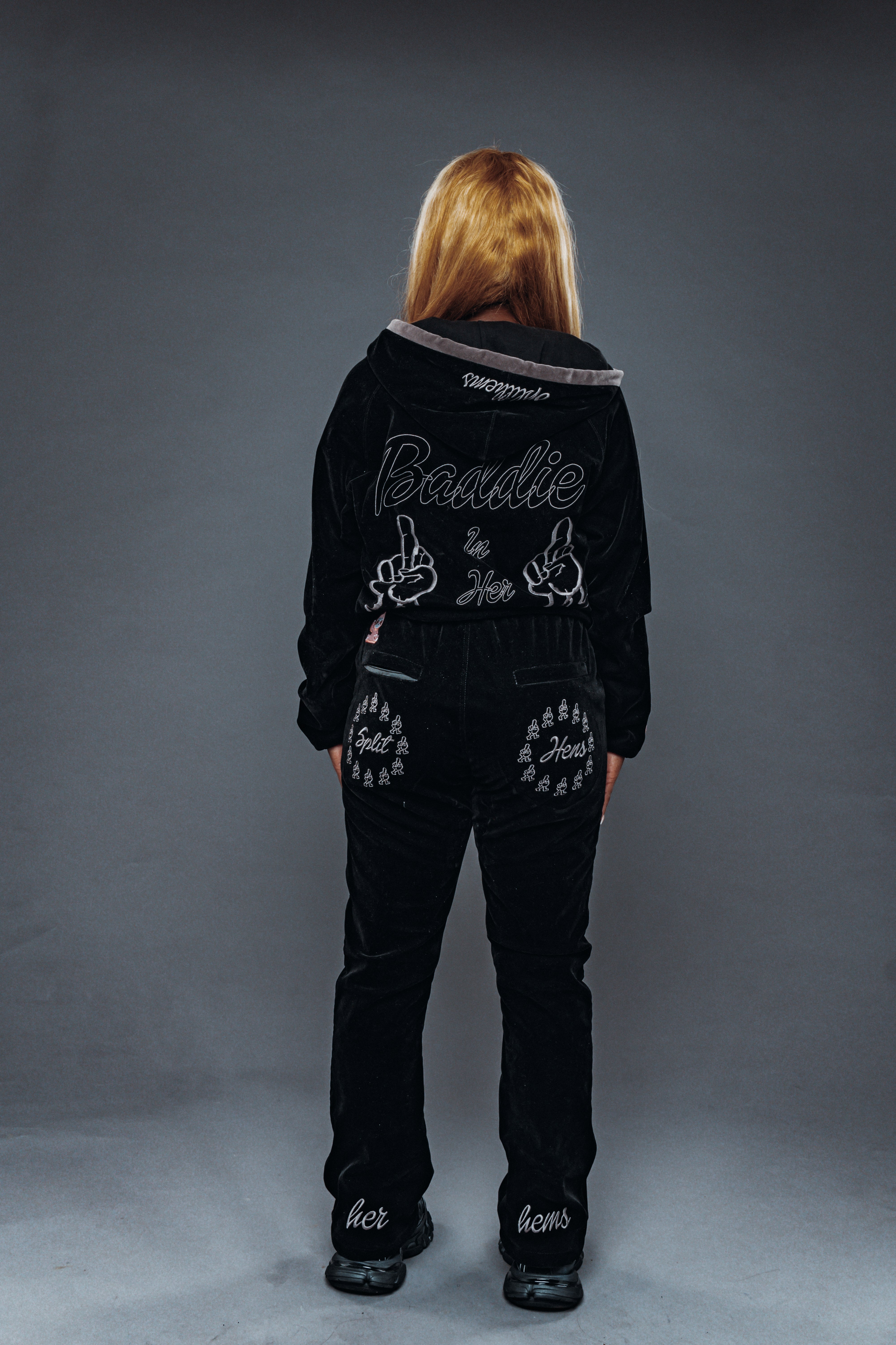 'Baddie In Her Hems' Velour Tracksuit