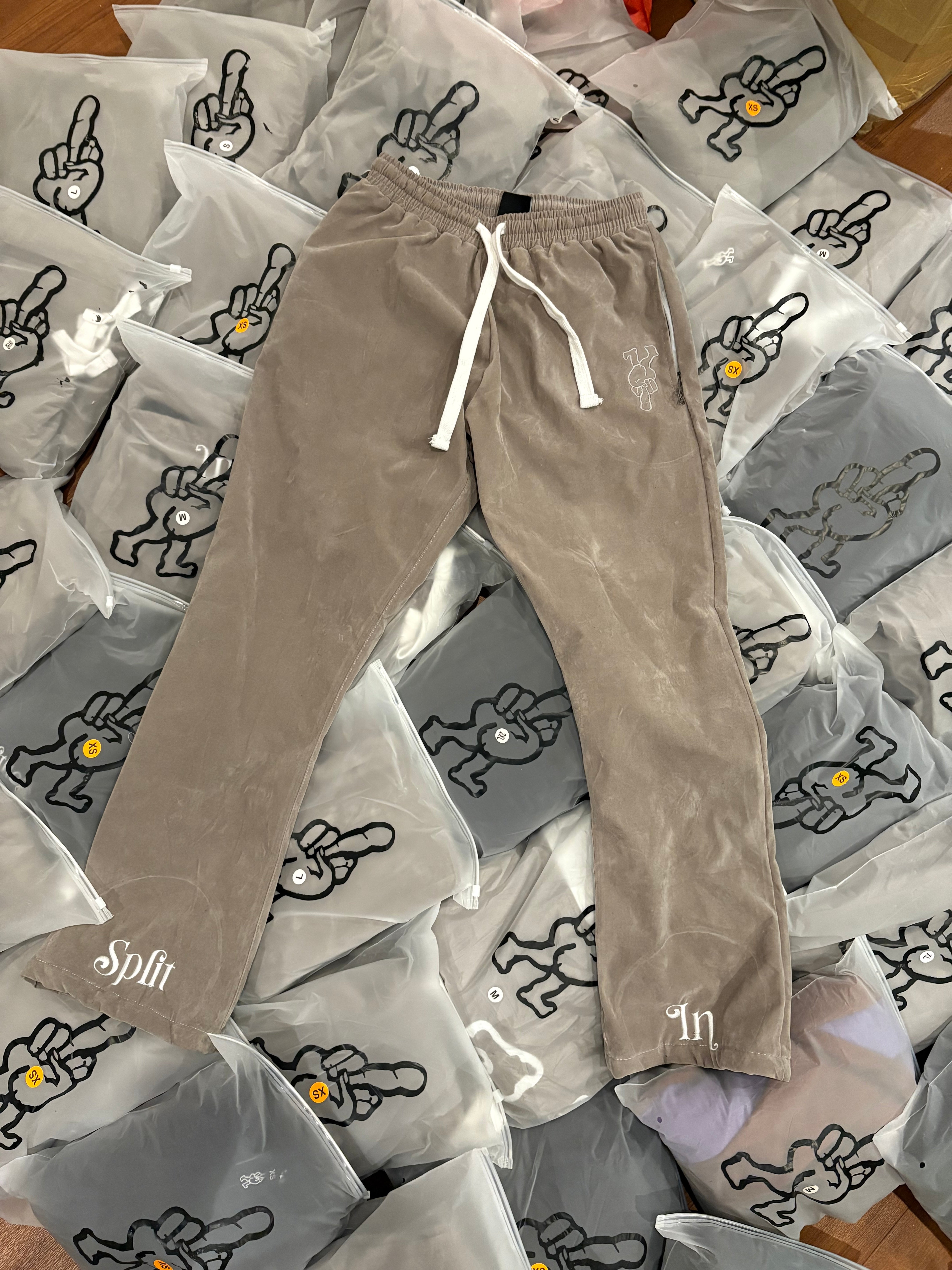 ‘Elephant Grey’ Flared Velvet Tracksuit