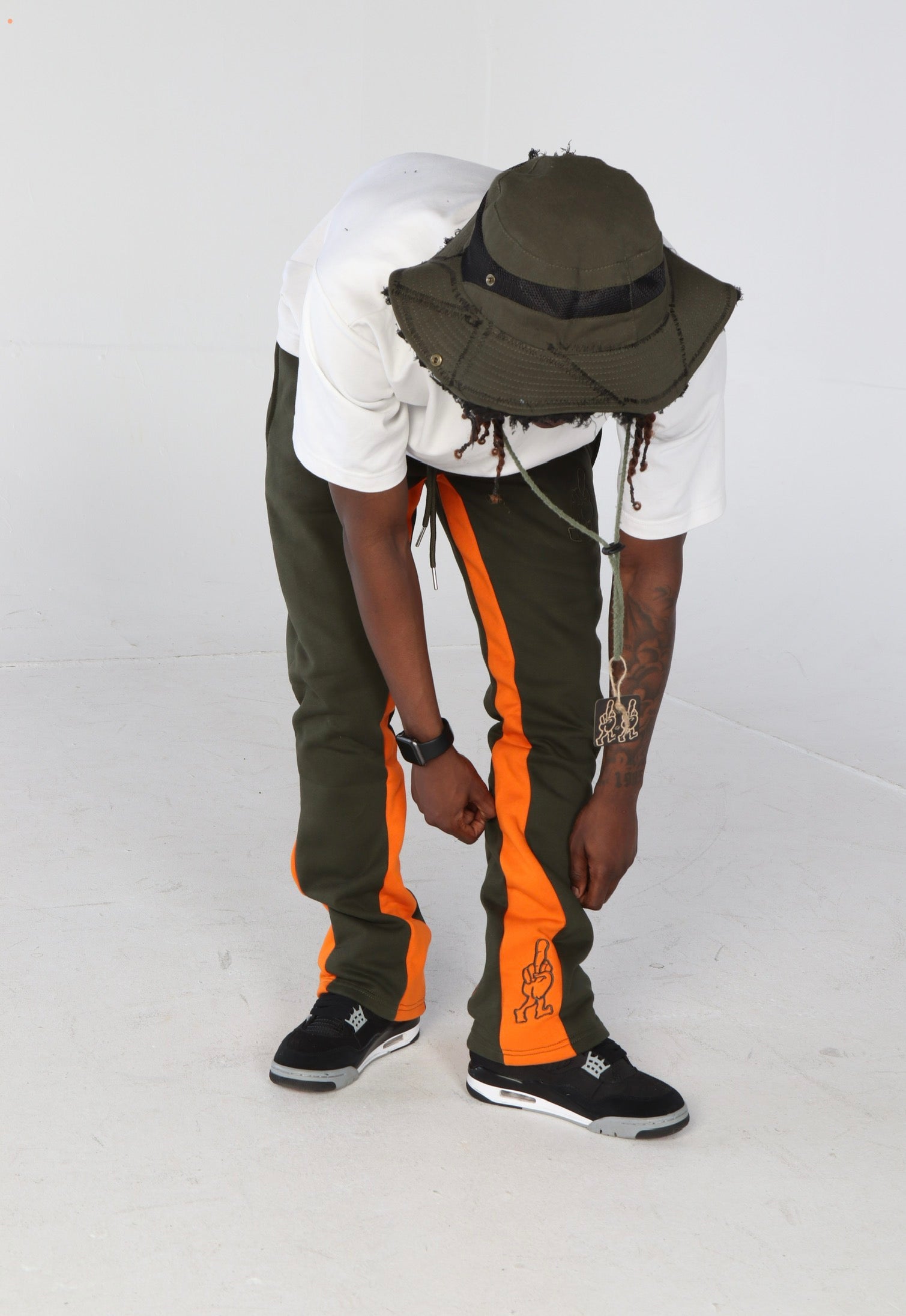 ‘F***-Off Olive’ Flared Track Bottoms