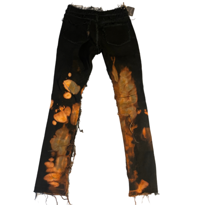 Ripped Bleached Orange Black Spray Hems