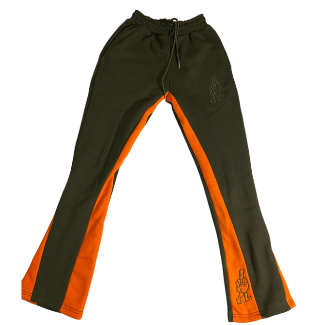 ‘F***-Off Olive’ Flared Track Bottoms