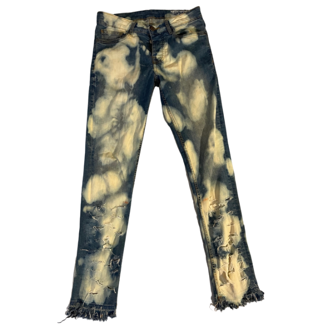 Cloudy Bleached Light Blue Hems