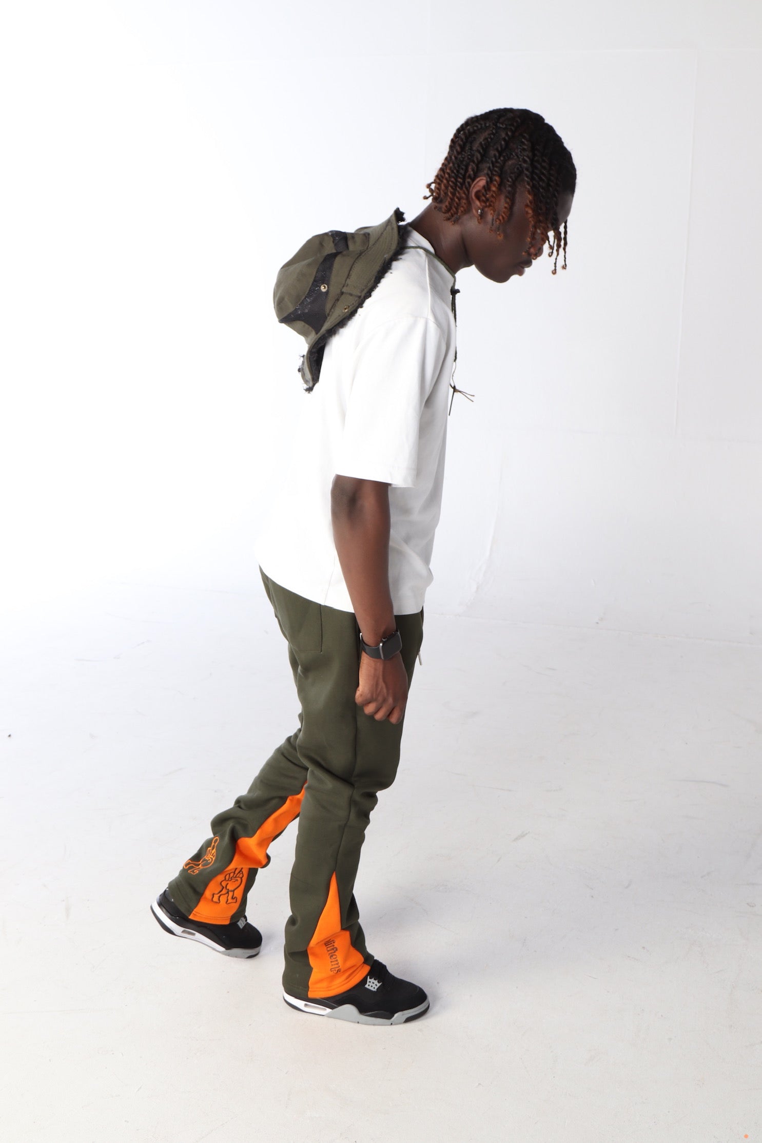 ‘F***-Off Olive’ Flared Track Bottoms