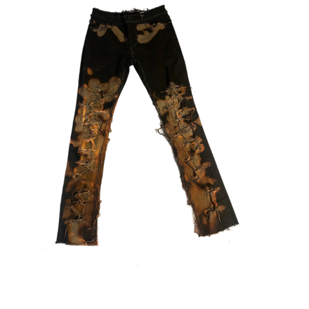 Ripped Bleached Orange Black Spray Hems