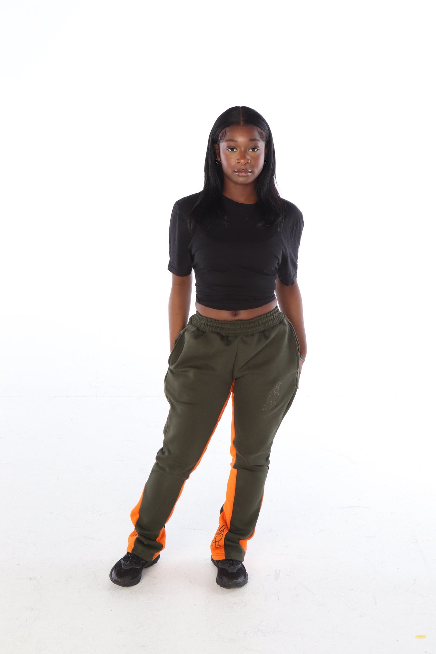 ‘F***-Off Olive’ Flared Track Bottoms