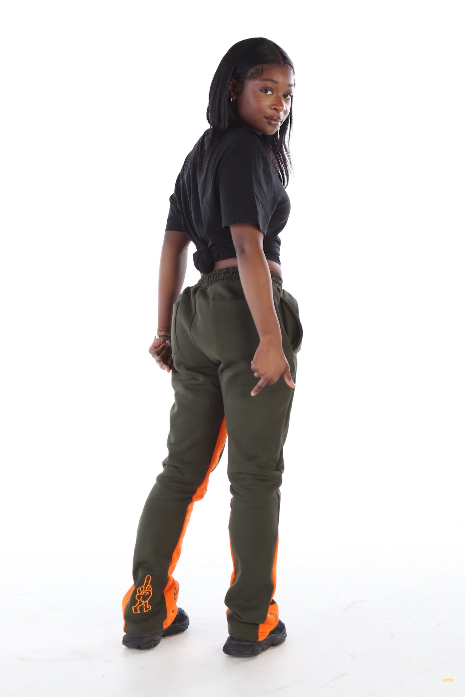 ‘F***-Off Olive’ Flared Track Bottoms