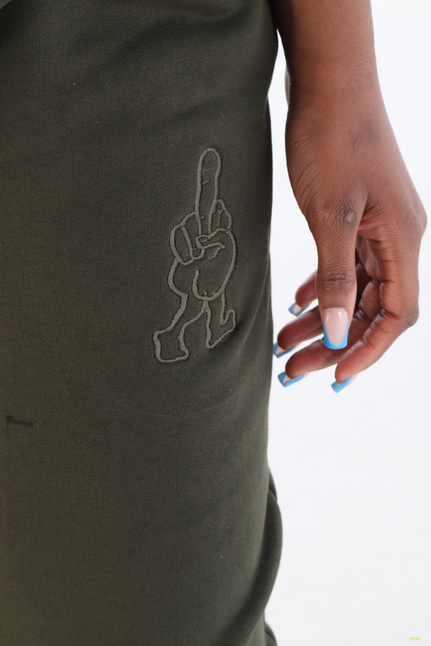 ‘F***-Off Olive’ Flared Track Bottoms