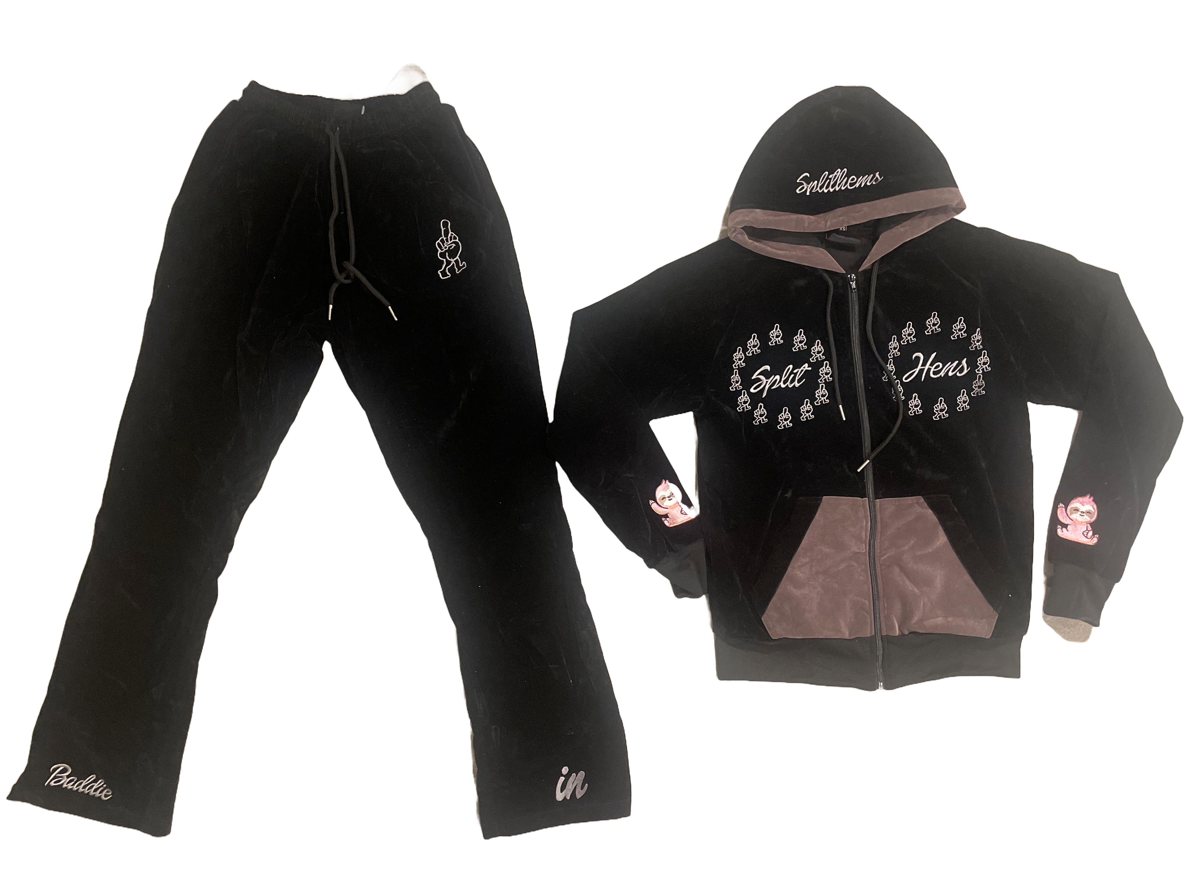 'Baddie In Her Hems' Velour Tracksuit