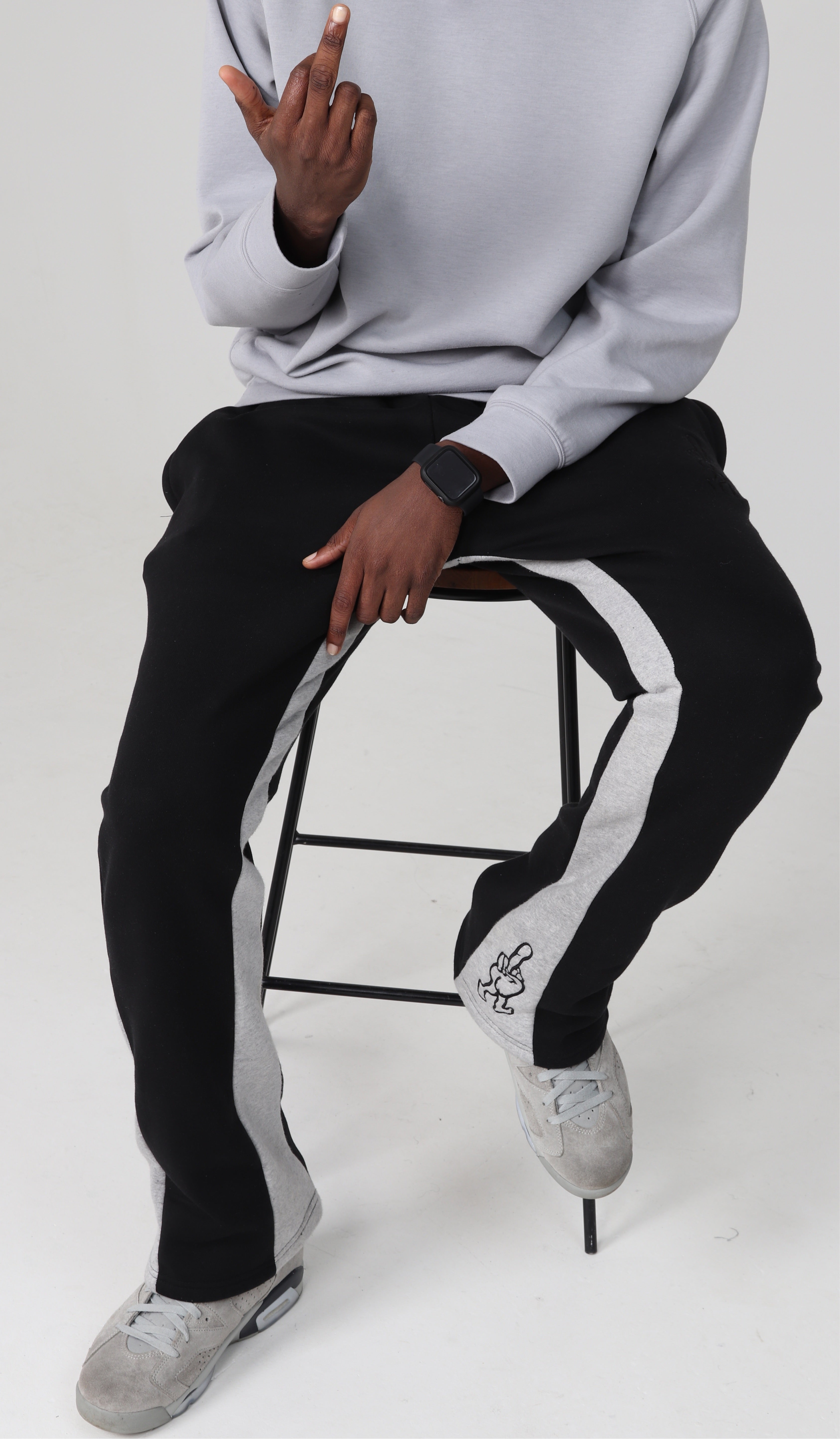 ‘F***-Off Black’ Flared Track Bottoms