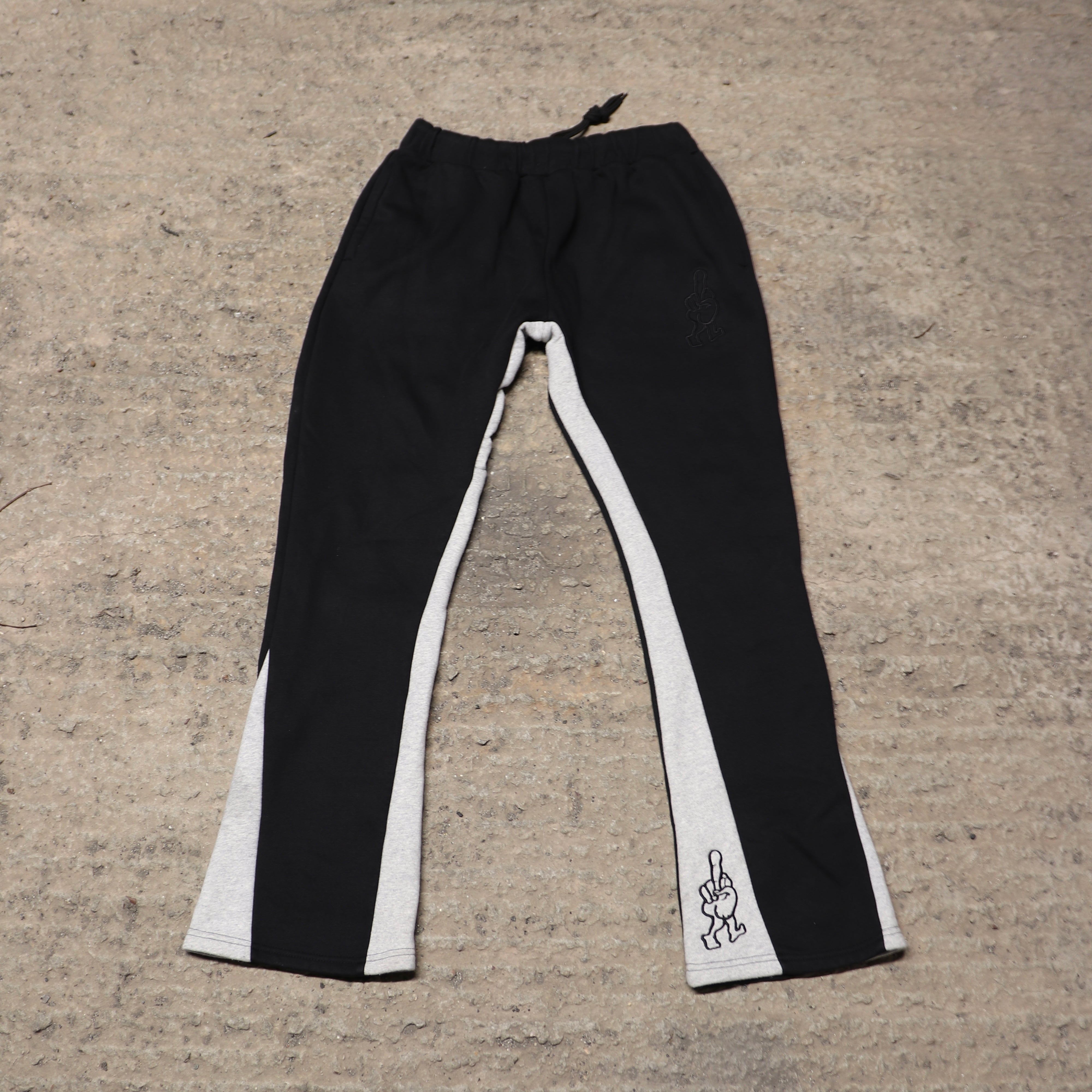 ‘F***-Off Black’ Flared Track Bottoms