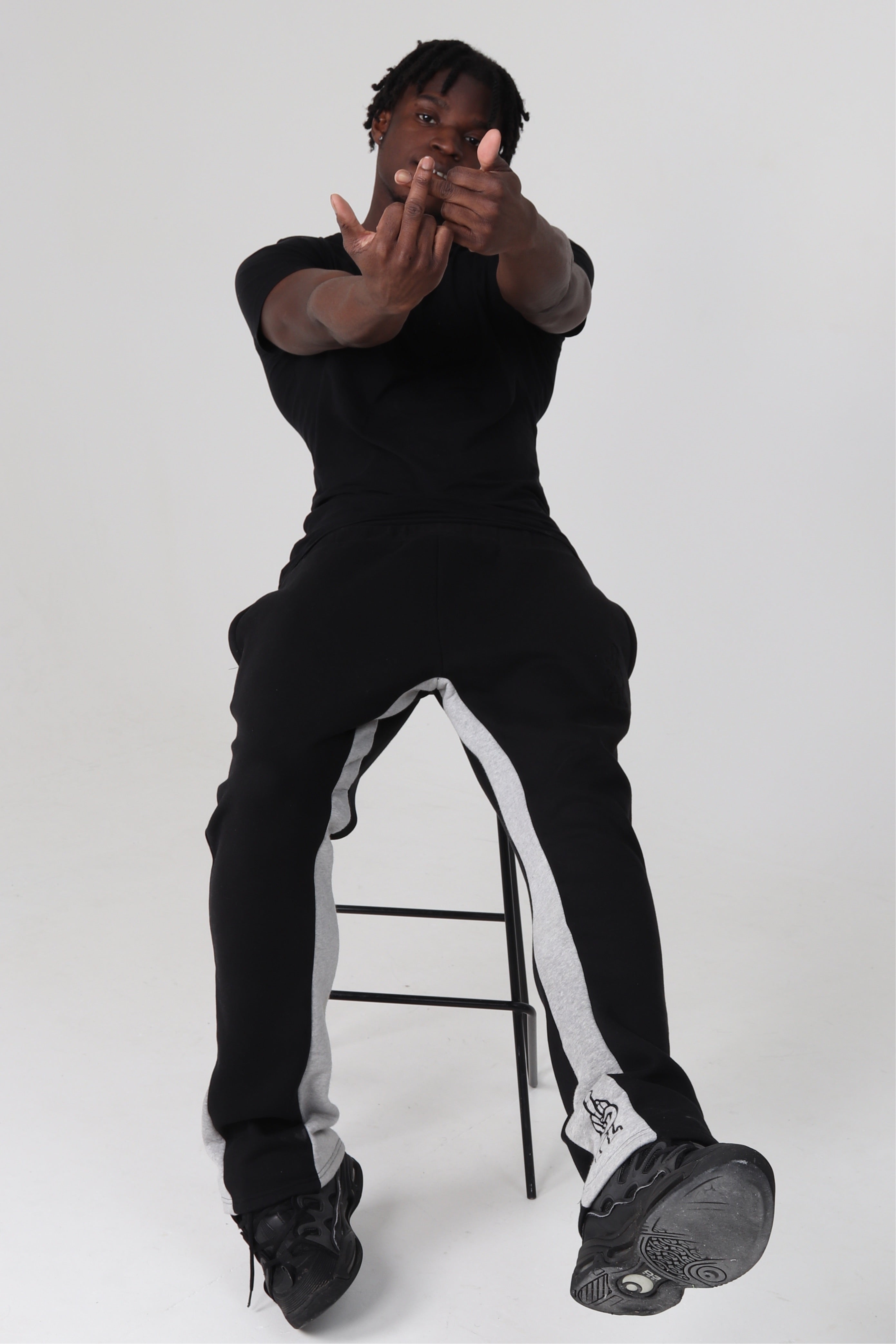 ‘F***-Off Black’ Flared Track Bottoms