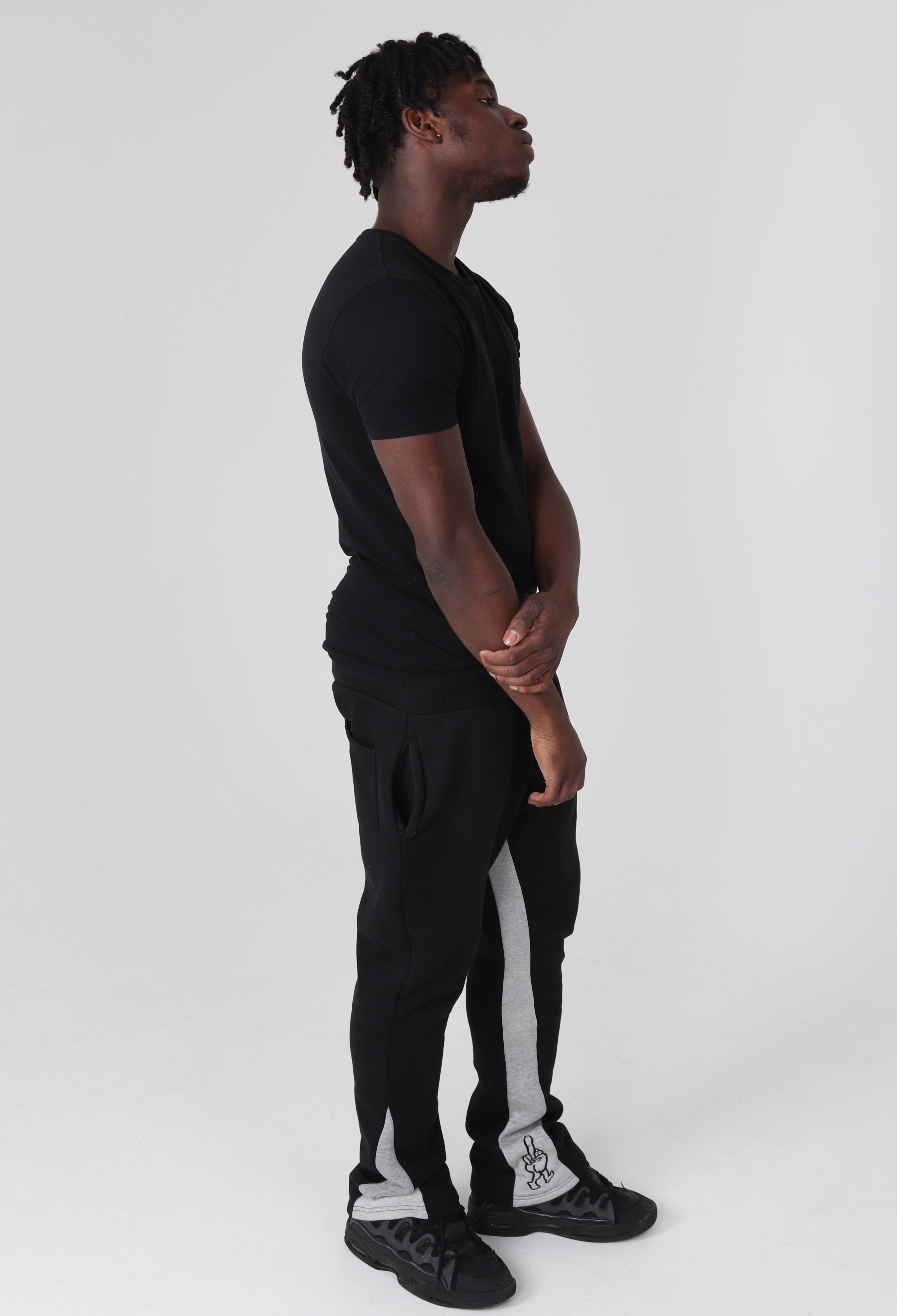 ‘F***-Off Black’ Flared Track Bottoms
