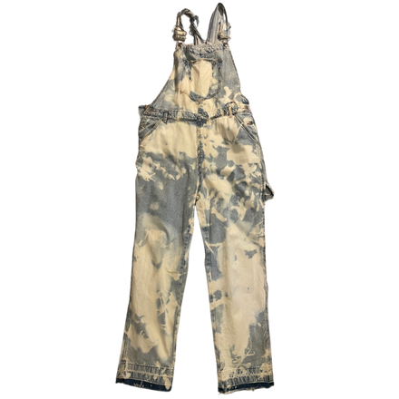 Cloudy Bleached and Distressed Light Blue Splithems Dungarees